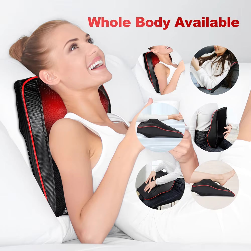 Airbag Neck & Back Massage Pillow – Kneading Lumbar Support Cushion for Chair & Car