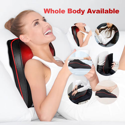 Airbag Neck & Back Massage Pillow – Kneading Lumbar Support Cushion for Chair & Car