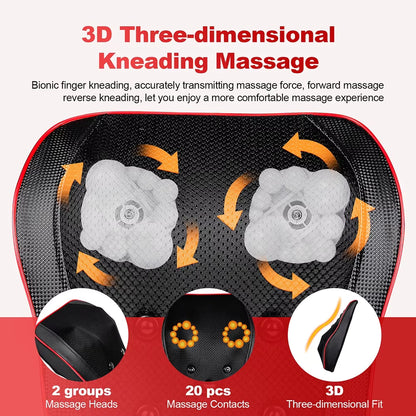 Airbag Neck & Back Massage Pillow – Kneading Lumbar Support Cushion for Chair & Car
