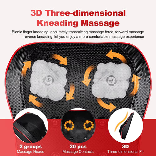 Airbag Neck & Back Massage Pillow – Kneading Lumbar Support Cushion for Chair & Car