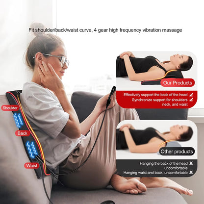 Airbag Neck & Back Massage Pillow – Kneading Lumbar Support Cushion for Chair & Car