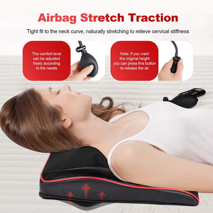 Airbag Neck & Back Massage Pillow – Kneading Lumbar Support Cushion for Chair & Car