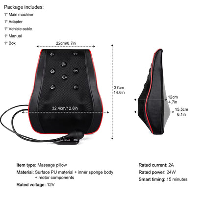 Airbag Neck & Back Massage Pillow – Kneading Lumbar Support Cushion for Chair & Car